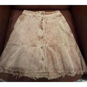 Distressed rust brown corduroy skirt. Light academia Boho gypsy Size M